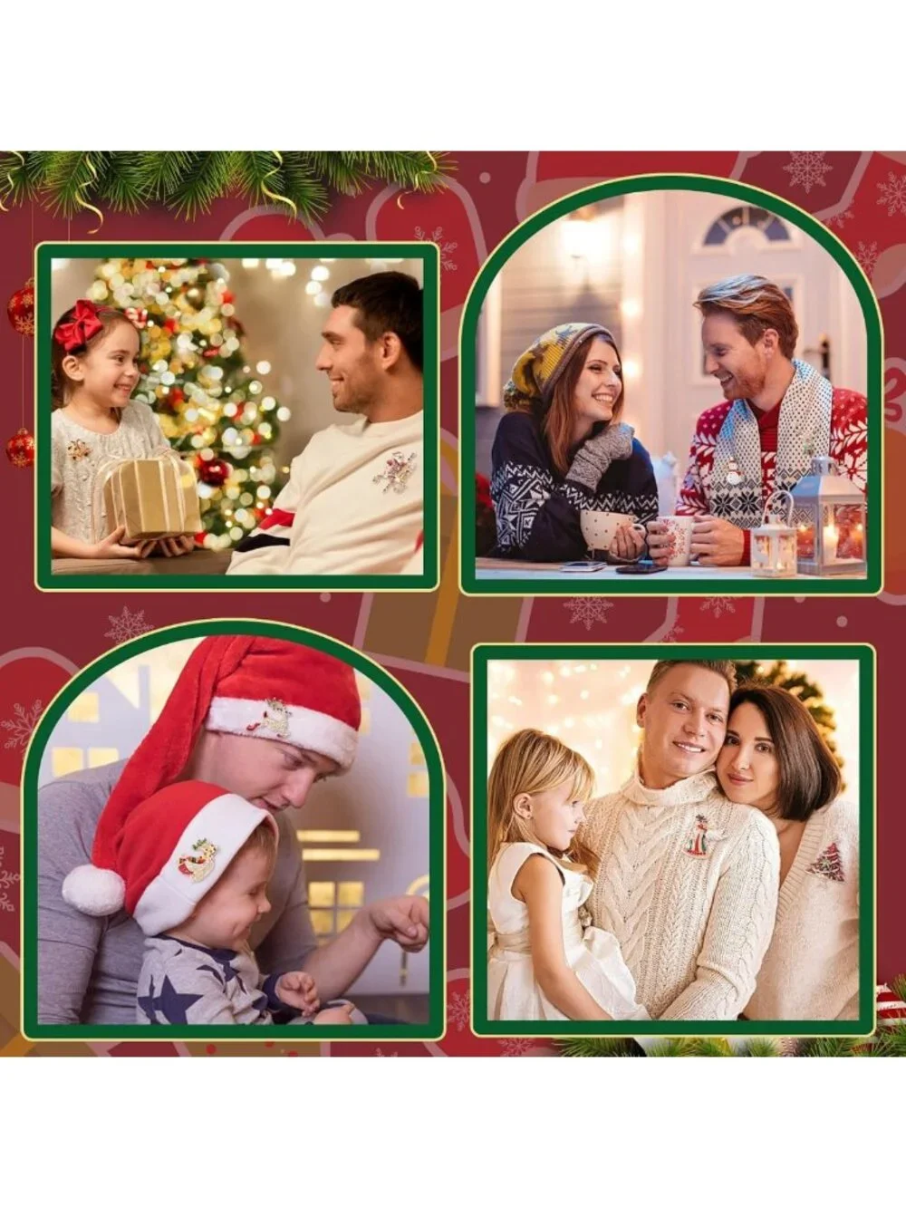 Festive 12-Piece Christmas Brooch Set for Women - Holiday Pins & Accessories
